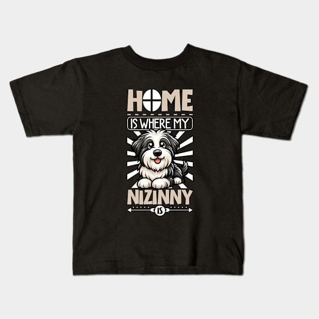 Home is with my Polish Lowland Sheepdog Kids T-Shirt by Modern Medieval Design